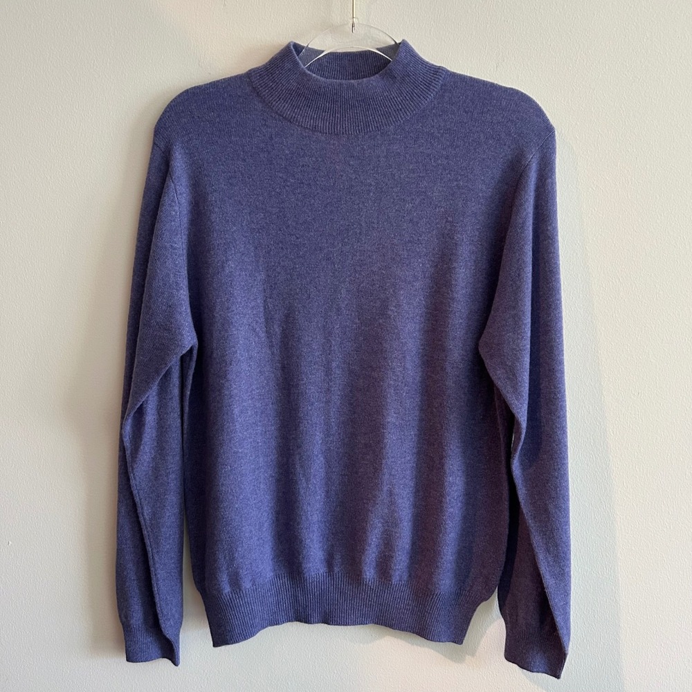 Charter Club Sweater Periwinkle Purple/Blue M 100% Cashmere Mock Neck